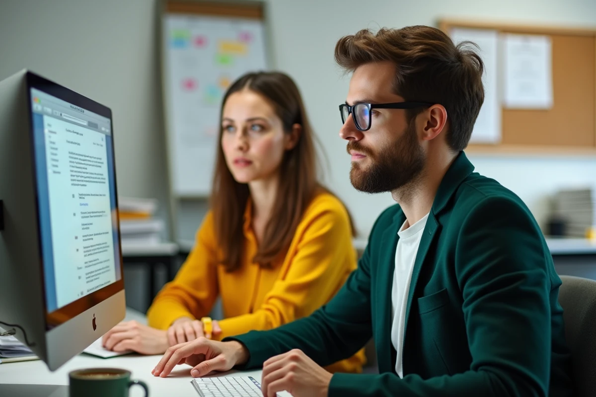Deux nouveaux membres du personnel de l'Académie de Montpellier configurant ensemble leur messagerie webmail académique