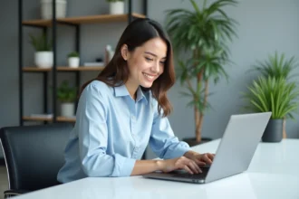 Femme organisant sa messagerie SOGo au bureau