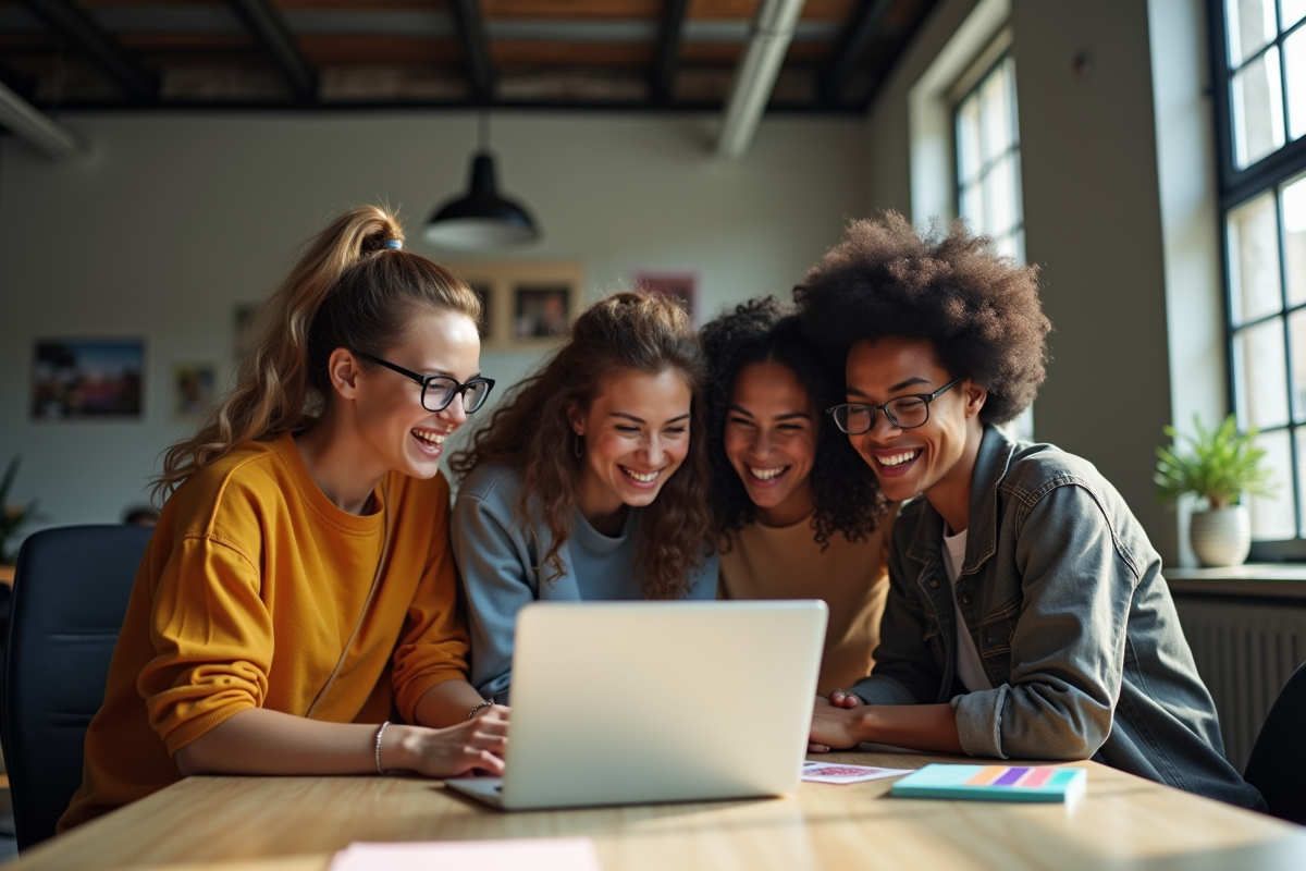 Jeunes collaborant autour d