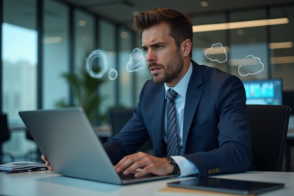 Homme d affaires en costume analyse des données au bureau