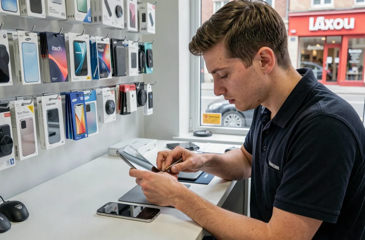 Technicien iTech Phone à Laxou réparant un écran de smartphone Samsung