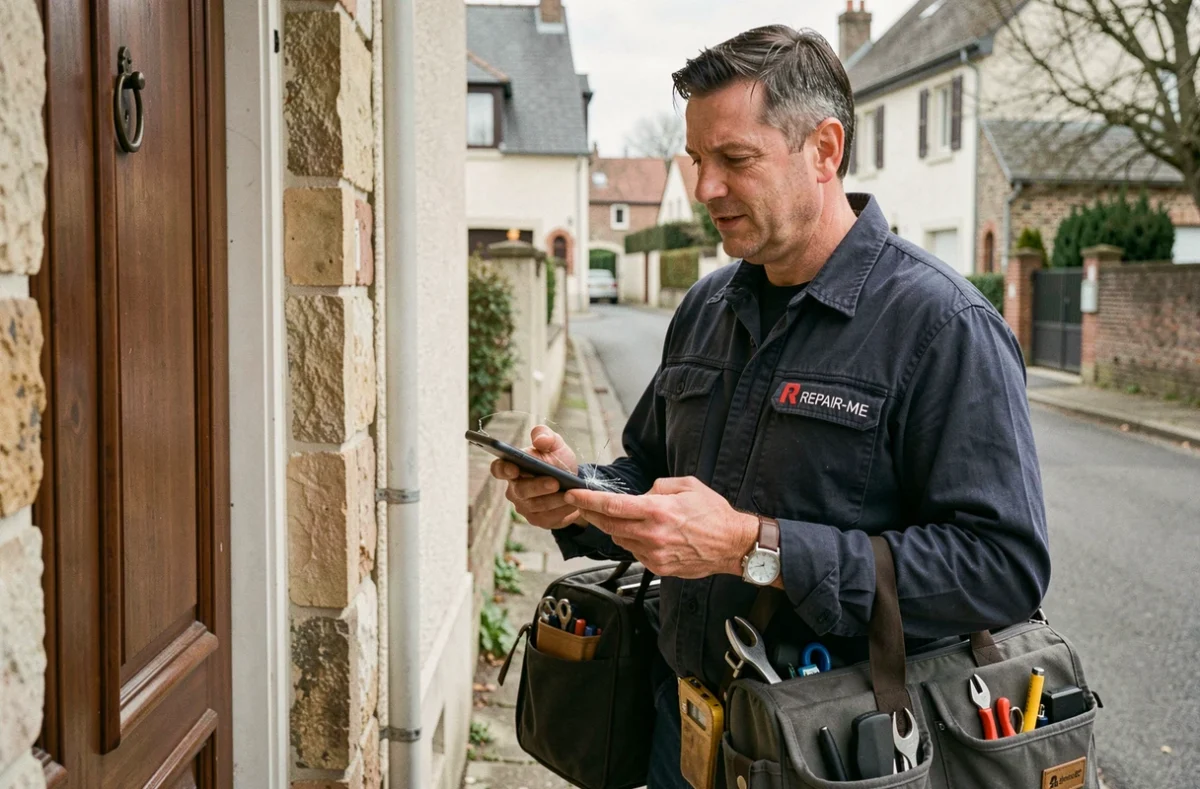Technicien REPAIR-ME en déplacement pour réparer un smartphone à Nancy et dans les environs