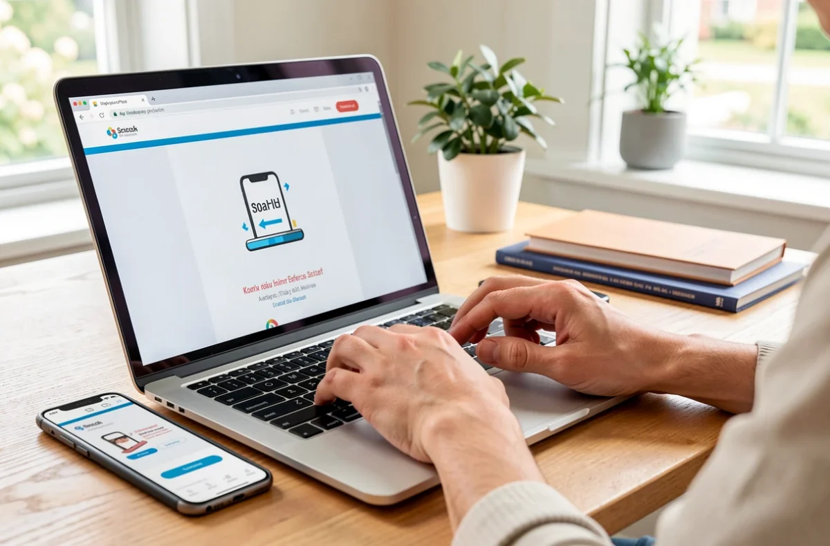 Site web terminé affiché sur un téléphone à côté d'un ordinateur portable