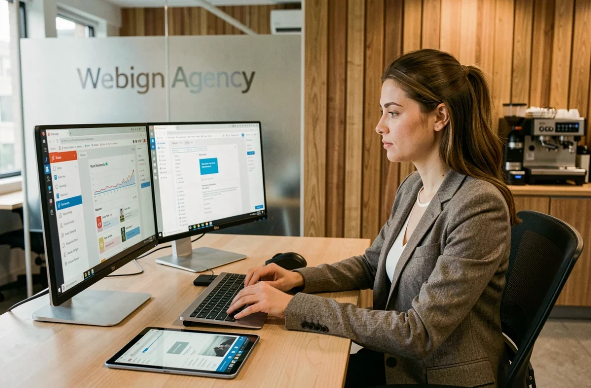 Designer UX de Webign Agency, agence WordPress sarthoise, travaillant sur l'interface responsive d'un site WordPress